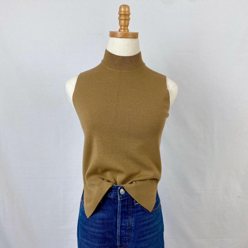 Knit Tan Mockneck Sweater Tank